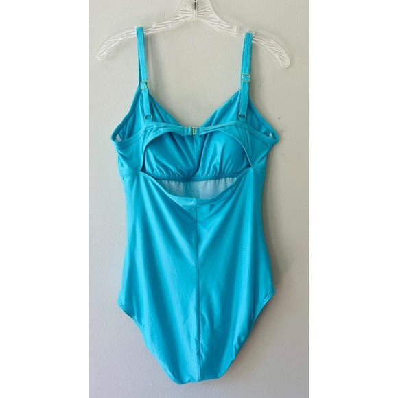 Athena Sz 12 One Piece Turquoise Tummy Control Swimsuit Shoulder Strap Luxury - Picture 3 of 12